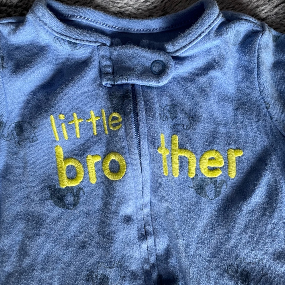 Carter's Blue and Yellow 'Little Brother' Footie - Picture 2 of 7